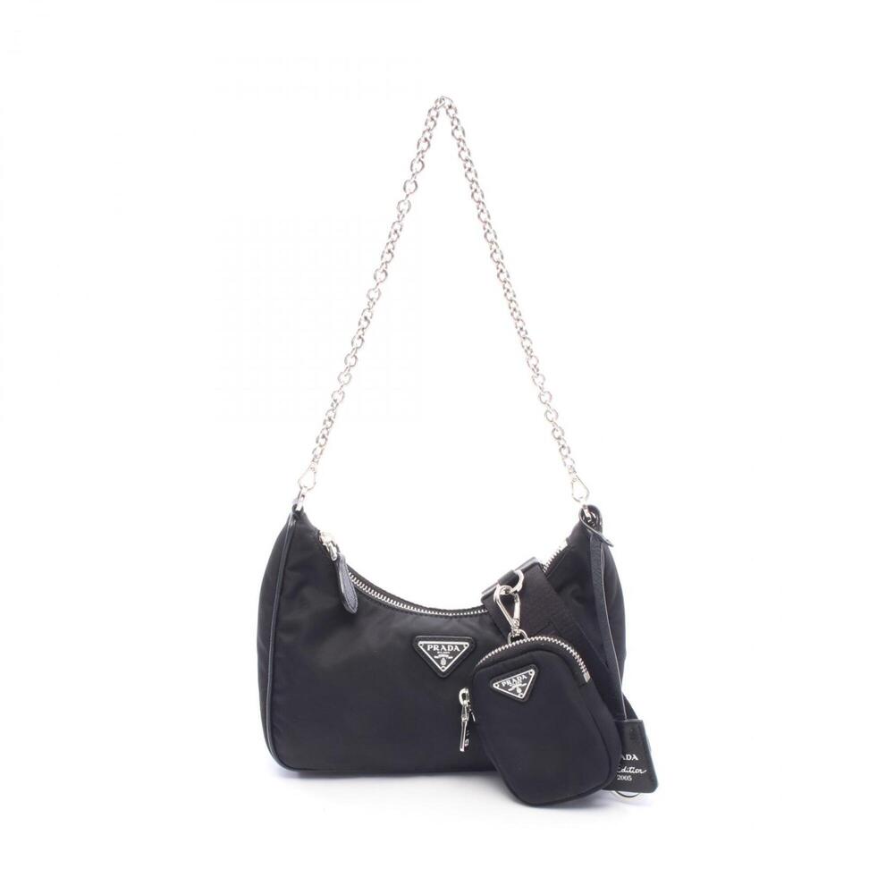 Prada Re-Edition 2005 Shoulder Bag/Handbag, Nylon and Leather, Women's, Black
